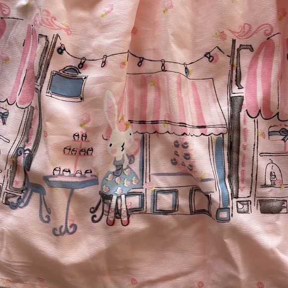 Pink dress French bunny patisserie scene - Picture 2 of 4